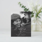 Budget Elegantes Script Foto Hochzeiten Einladunge (Stehend Vorderseite)