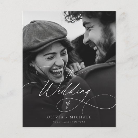 Budget Elegantes Script Foto Hochzeiten Einladunge (Vorderseite)