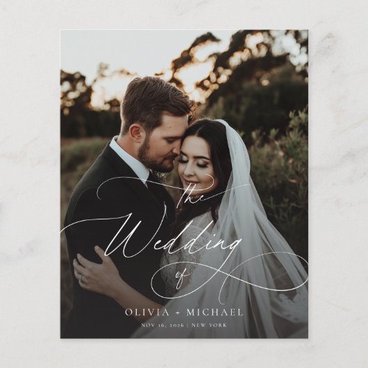 Budget Elegantes Script Foto Hochzeiten Einladunge (Vorderseite)