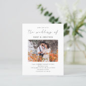 Budget Elegantes Script Foto QR Code Einladung (Stehend Vorderseite)