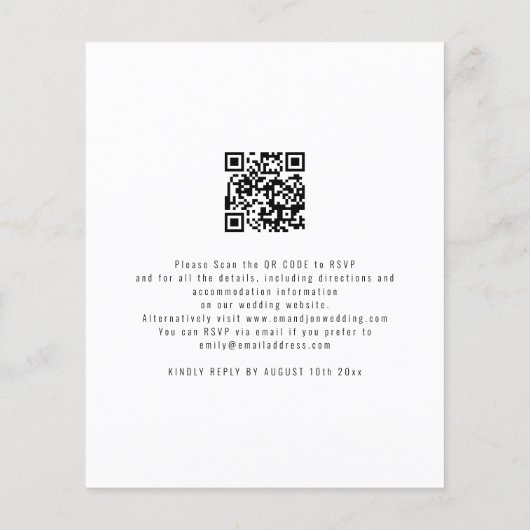 Budget Elegantes Script Foto QR Code Einladung (Rückseite)