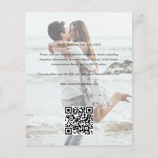 Budget Elegantes Script Foto QR Code Hochzeit Flyer (Hinten)
