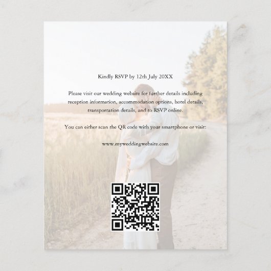 Budget Elegantes Script Foto QR Code Hochzeit Flyer (Hinten)