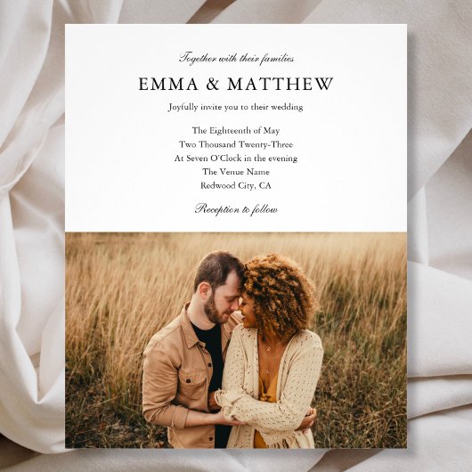 Budget Elegantes Script Foto QR Code Hochzeit Flyer