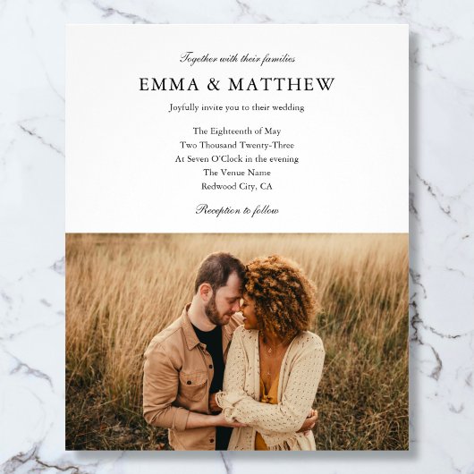 Budget Elegantes Script Foto QR Code Hochzeit Flyer