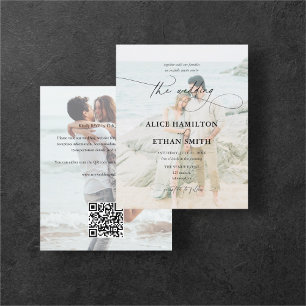 Budget Elegantes Script Foto QR Code Hochzeit Flyer