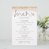 Budget Elegantes Script Gold Glitzer Hochzeitmenü (Stehend Vorderseite)