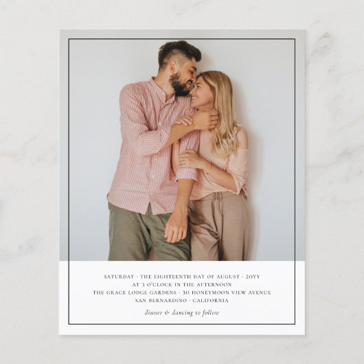 Budget Elegantes Script Minimalistisch 5 Fotos Hoc (Rückseite)