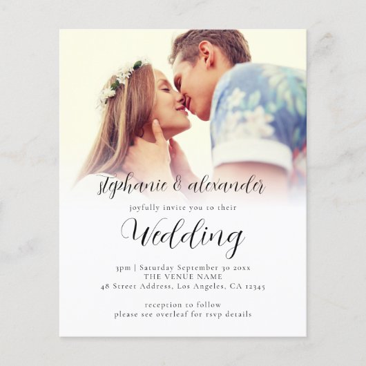 Budget Elegantes Script QR Code Foto Hochzeit Einl (Vorderseite)