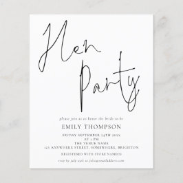 Budget Elegantes Script Schwarz-weiß Hen Party