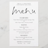 Budget Elegantes Script Schwarz-weiß Wedding Menu (Vorderseite)