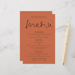 Budget Elegantes Script Terracotta Wedding Menu