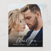 Budget Elegantes Script Wedding Foto Danke Karte (Vorderseite)