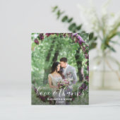 Budget Elegantes Script Wedding Foto Danke Karte (Stehend Vorderseite)