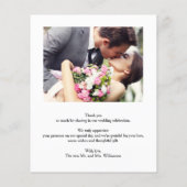 Budget Elegantes Script Wedding Foto Danke Karte (Rückseite)