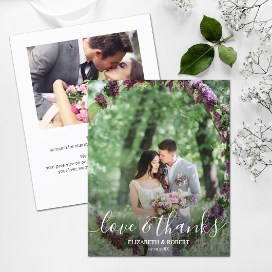 Budget Elegantes Script Wedding Foto Danke Karte