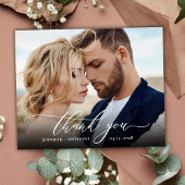 Budget Elegantes Script Wedding Foto Danke Karte