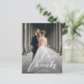 Budget Elegantes Script Wedding Foto Danke Karte (Stehend Vorderseite)