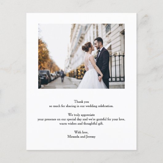 Budget Elegantes Script Wedding Foto Danke Karte (Rückseite)
