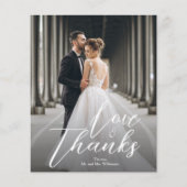 Budget Elegantes Script Wedding Foto Danke Karte (Vorderseite)