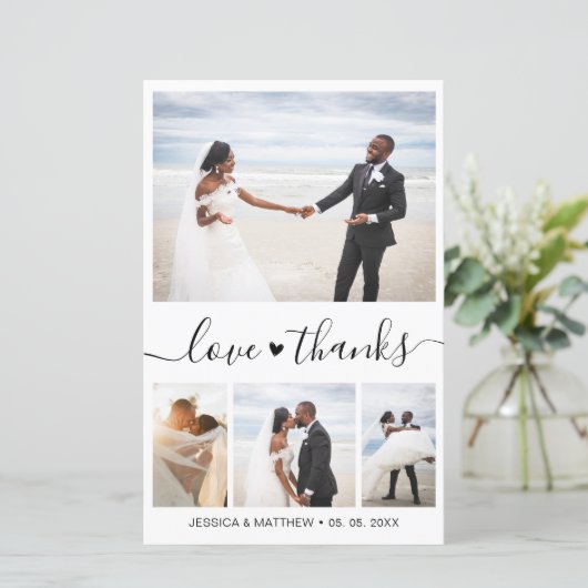 Budget Elegantes Script Wedding Foto Vielen Dank (Stehend Vorderseite)