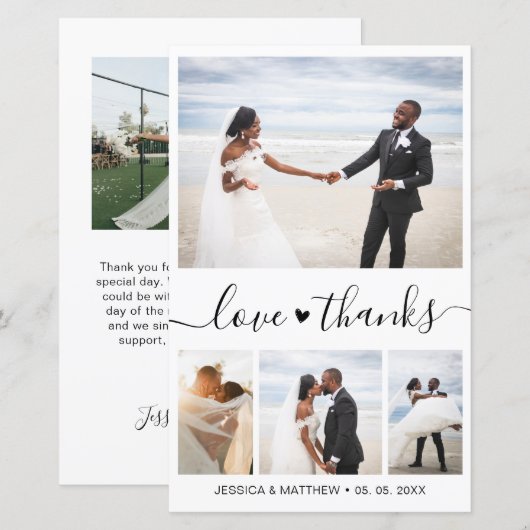 Budget Elegantes Script Wedding Foto Vielen Dank (Vorne/Hinten)