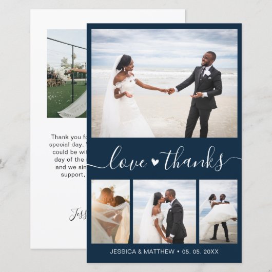 Budget Elegantes Script Wedding Foto Vielen Dank (Vorne/Hinten)