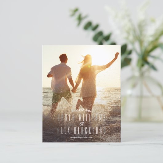 Budget Elegantes Skript-Foto Hochzeit Speichern Si (Stehend Vorderseite)