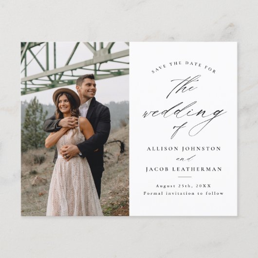 Budget Elegantes Skript-Foto Hochzeit speichern Si (Vorderseite)