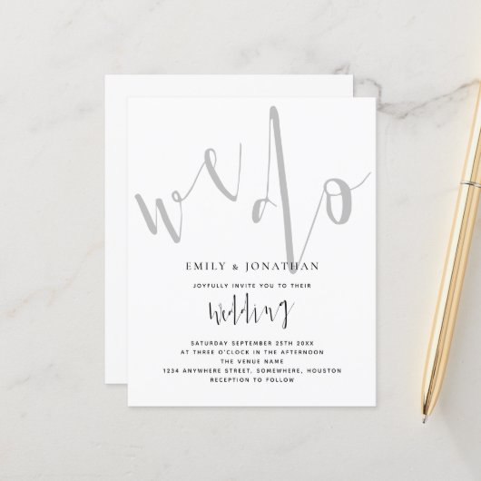 Budget Elegantes Skript machen wir Hochzeit Einlad (Vorderseite/Rückseite Beispiel)