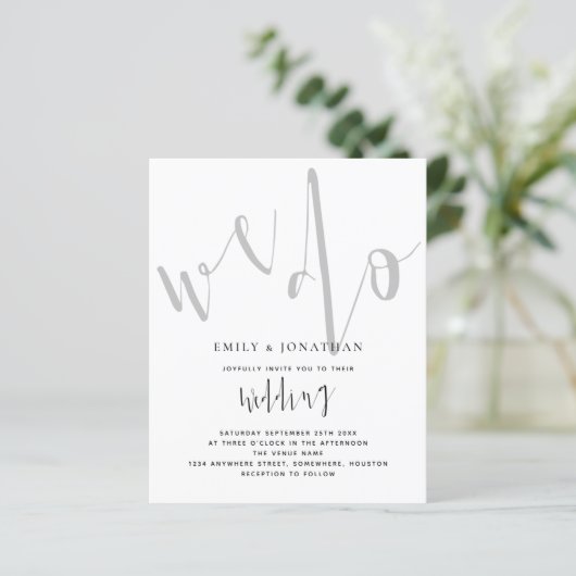 Budget Elegantes Skript machen wir Hochzeit Einlad (Stehend Vorderseite)