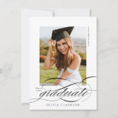 Budget Elegantes Skript Zwei Foto Graduation Party Einladung (Vorderseite)