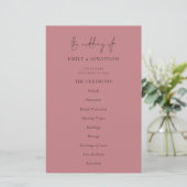Budget Elegantes Text Dusty Rose Hochzeitsprogramm (Stehend Vorderseite)