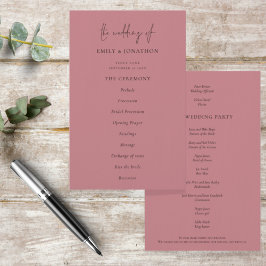 Budget Elegantes Text Dusty Rose Hochzeitsprogramm