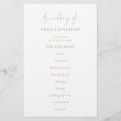 Budget Elegantes Text Gold White Wedding Programm (Vorderseite)
