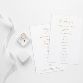 Budget Elegantes Text Gold White Wedding Programm