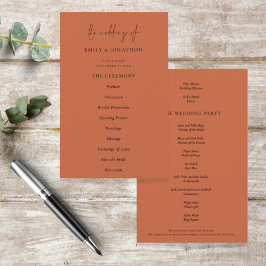 Budget Elegantes Text Terracotta Hochzeitsprogramm