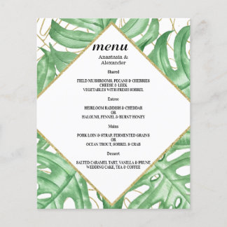 Budget Elegantes Tropisches WEDDING MENU. Flyer