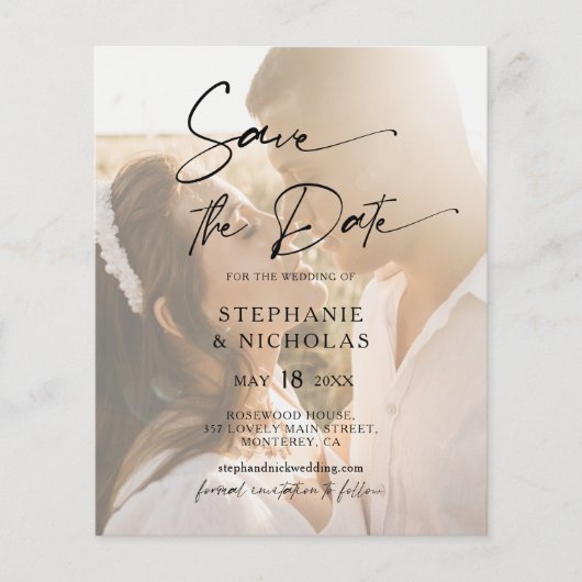 Budget Elegantes Typografie-Foto Save the Date Flyer (Vorne)