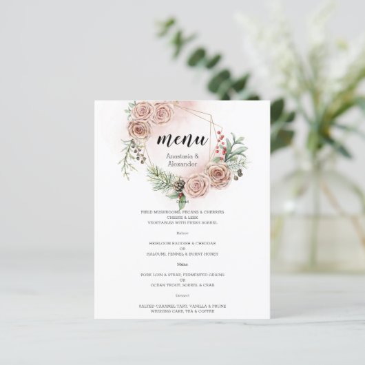 Budget Elegantes WEDDING MENU. (Stehend Vorderseite)