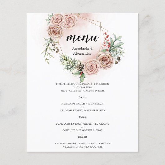 Budget Elegantes WEDDING MENU. (Vorderseite)