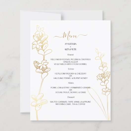 Budget Elegantes WEDDING MENU. MENÜKARTE (Vorderseite)