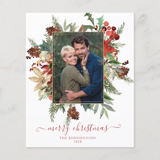 Budget Elegantes Winter Floral Gold Weihnachten Fo (Vorderseite)