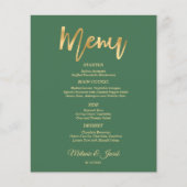 Budget Elegantsage Green Scripture Gold Menü Karte (Vorderseite)