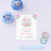 BUDGET Elephant Baby Shower Girly Einladung Flyer (Einzeln)