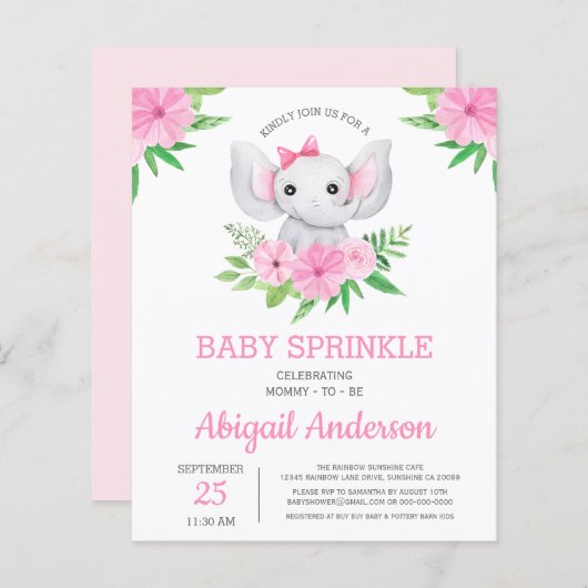 BUDGET Elephant Baby Sprinkle Blumenladen (Vorne/Hinten)
