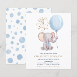 Budget Elephant Balloon Babydusche Einladung