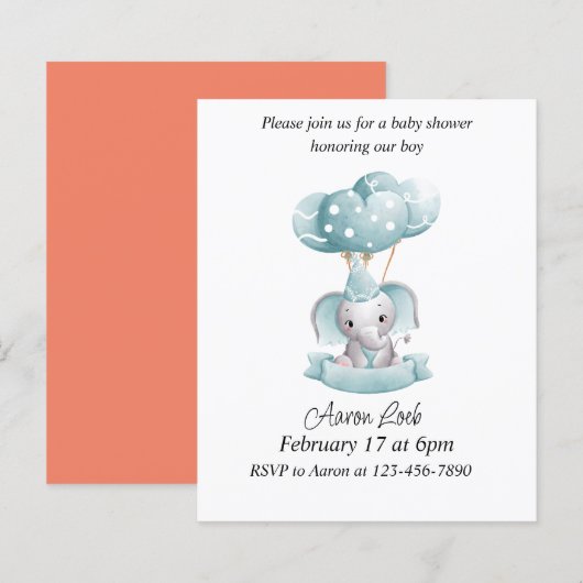 Budget Elephant Blue Baby Boy Dusche (Vorne/Hinten)