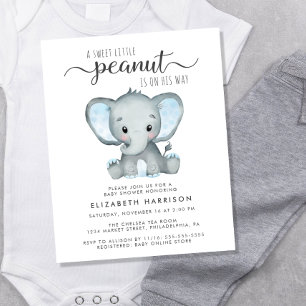 Budget Elephant Blue Baby Boy Dusche Einladung
