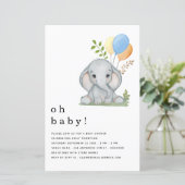 Budget Elephant Blue Boy Baby Dusche Einladung (Stehend Vorderseite)